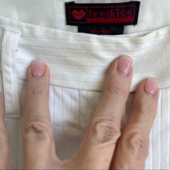 First Kiss White Cotton Pants, Junior Size 7 - Picture 3 of 11